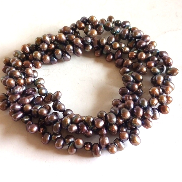 TAHITIAN BLACK PURPLE PEACOCK PEARLS NECKLACE OPERA LENGTH 39" LONG 54 GR. - Picture 6 of 7